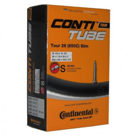 Cámara Continental Tour 26 Slim 26x1.30 Válvula Presta 42 mm