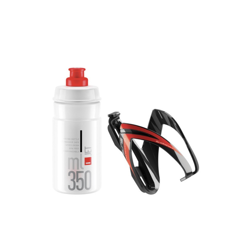 Kit Portabidón y Bidón Elite CEO Negro/Rojo Bidón JET Transparente
