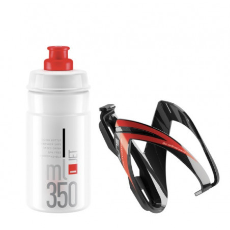 Kit Portabidón y Bidón Elite CEO Negro/Rojo Bidón JET Transparente