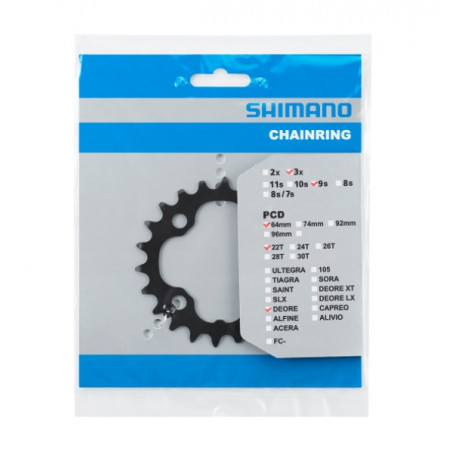 Plato Shimano Deore M-590 22D 3x9V BCD 64 Negro