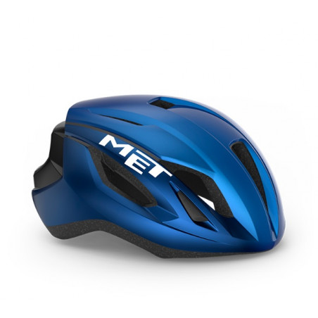 Casco Met Strale Azul Metálico Brillo