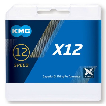 Cadena KMC X12 12v Plata/Plata 126L