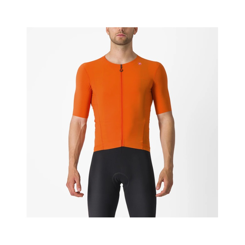 Maillot Castelli Premio Black Naranja Rust Manga Corta