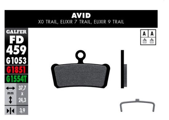 PASTILLAS GALFER STD SRAM GUIDE/AVID FD459