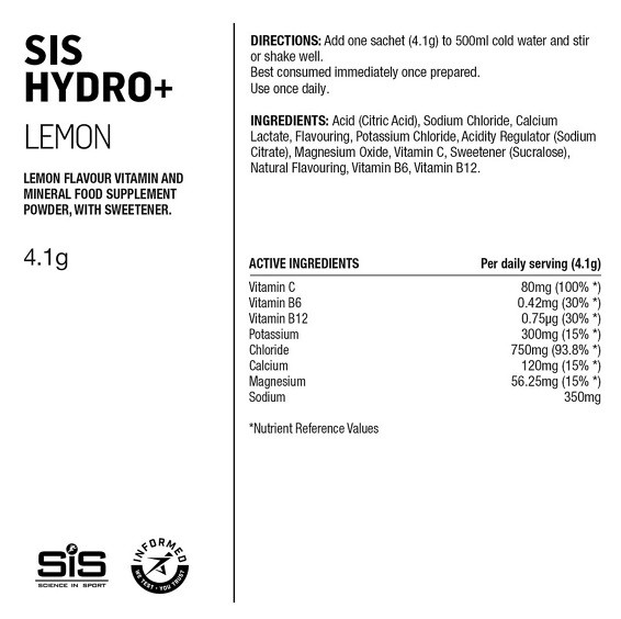 HYDRO+ SIS ELECTROLITE PACK 6 LIMON
