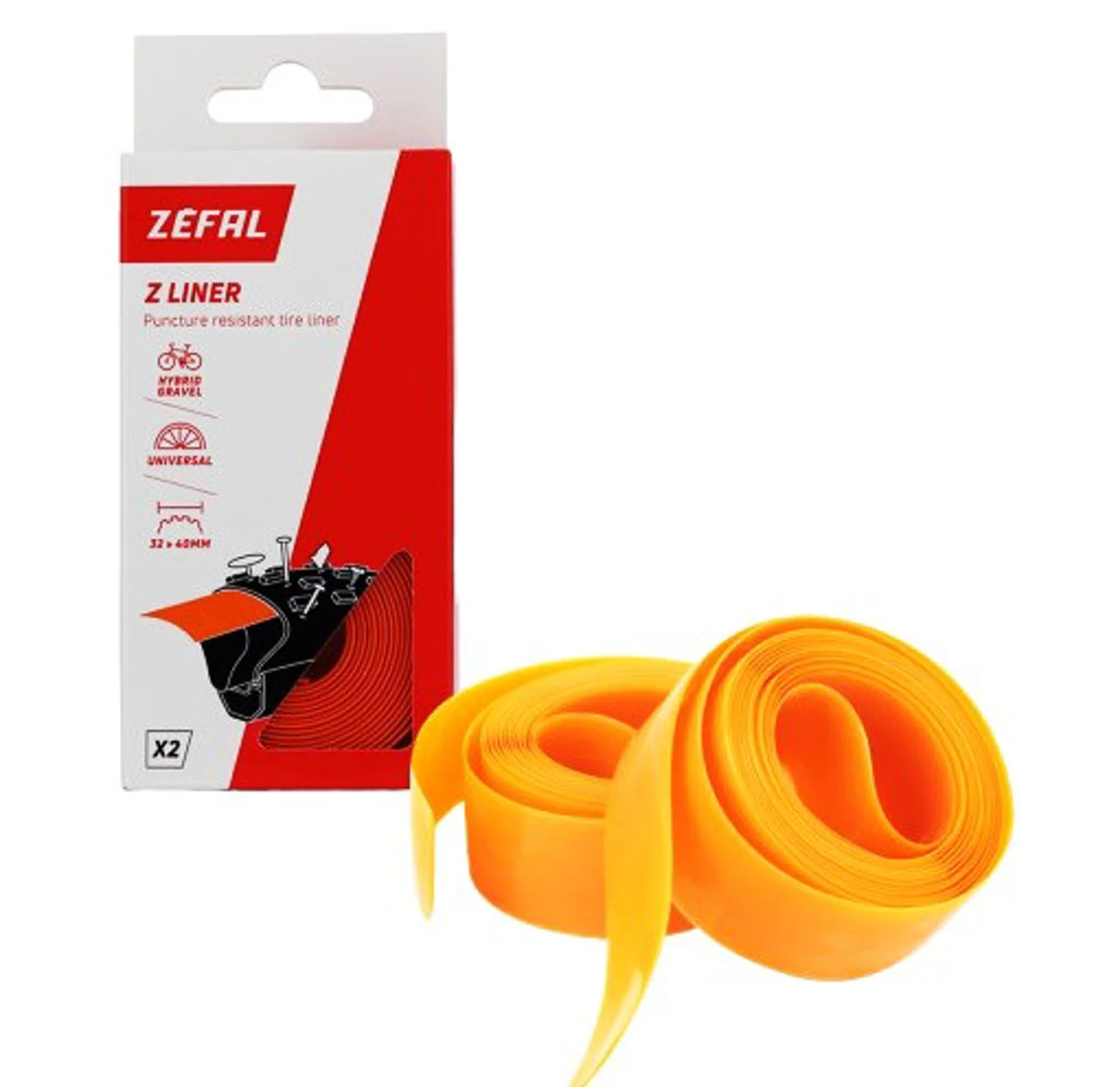 CINTA ANTIPINCHAZOS ZEFAL Z-LINER HIBRIDA  Y GRAVEL 700/27" NARANJA 27MM